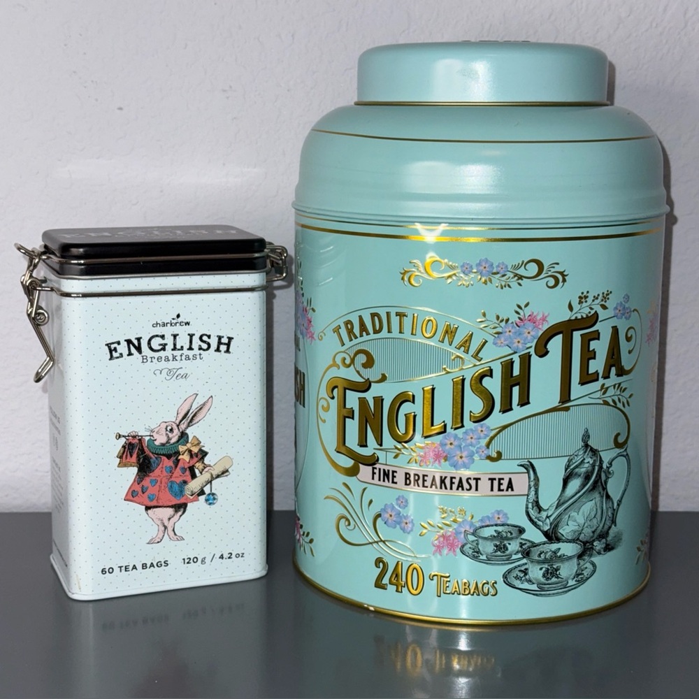 Empty Traditional English Tea tins Victorian Breakfast tea *Set Of 2* Storage